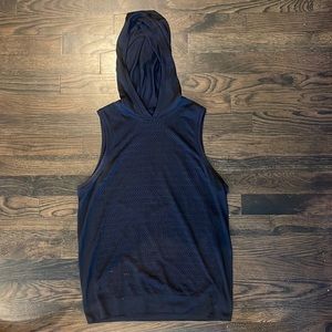 Lululemon Black Perforated Tank top with hood - size 6